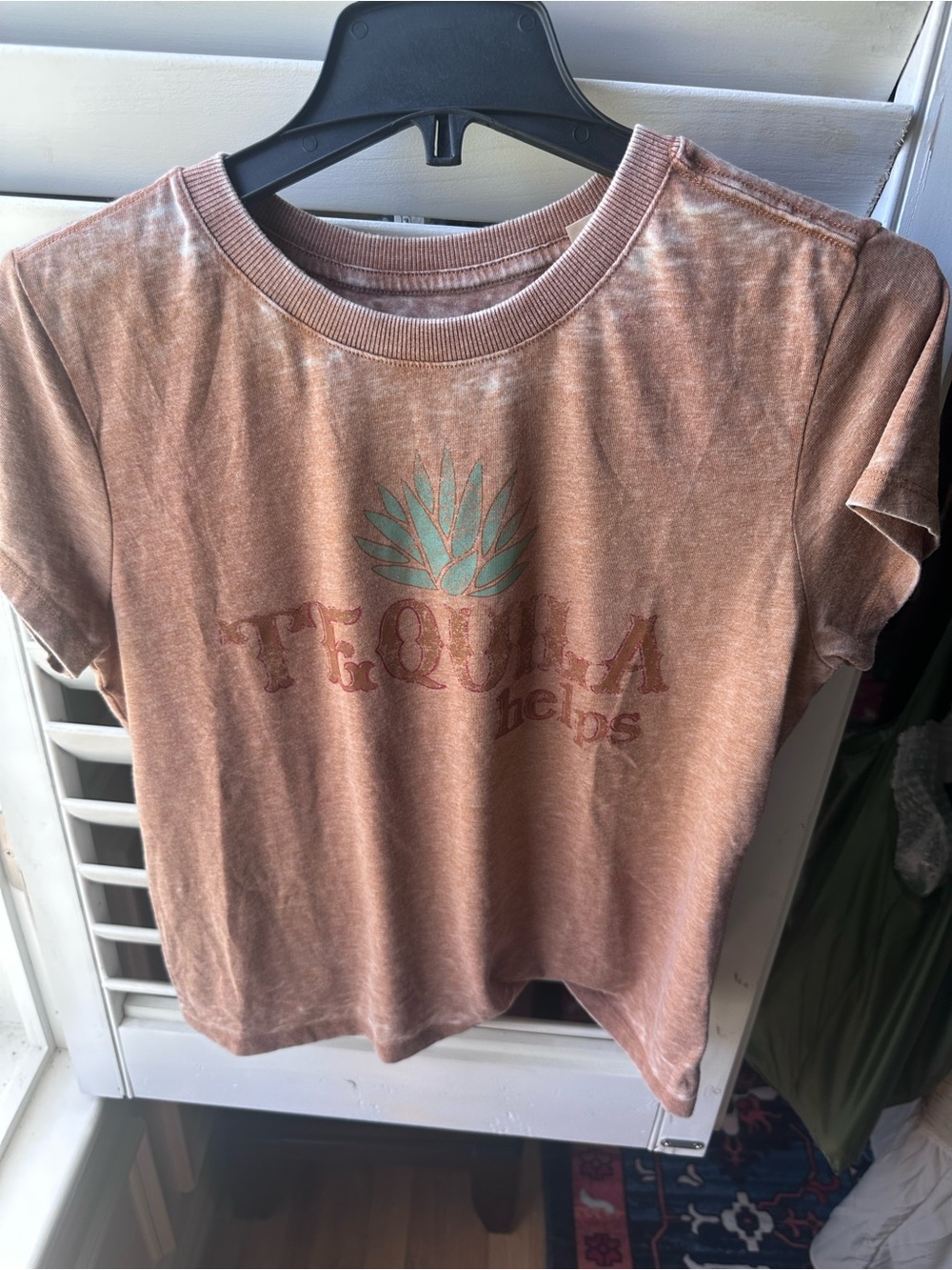 Idyllwind Rust Brown 'Tequila Helps' Graphic Tee with Mint Succulent